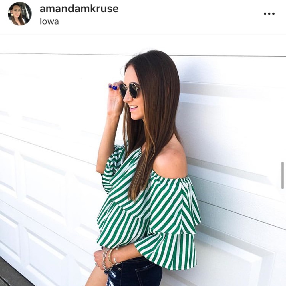 Striped off the shoulder top